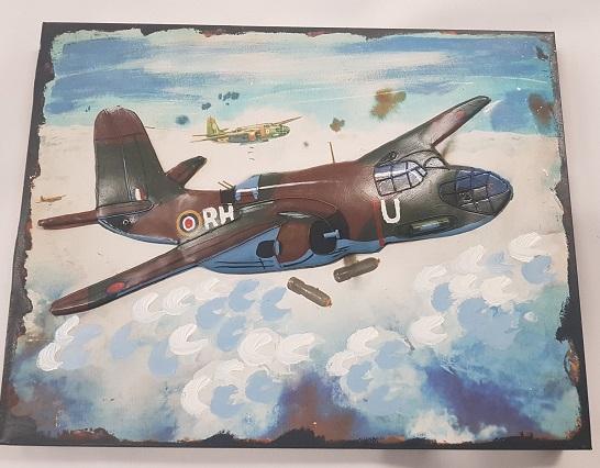 Schilderijl Metaal ; Lockheed Hudson 3D Handgeverfd  AANBIEDING-2106-a